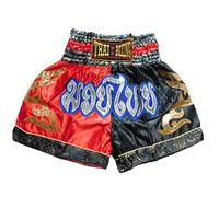 Pantaloncini Muay Thai Rosso Nero - Abbigliamento da combattimento di alta qualità per performance massime Pantaloni Short Boxe Thailandia Kickboxing MMA Pugilato Allenamento Sport Palestra, rosso