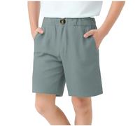 Pantaloncini per Bambini in Cotone e Lino Pantaloni Corti Estivi Pantaloncino con Bottoni Pantalone Elastici in Vita Leggings Traspiranti Pants Casual Tinta Unita Abbigliamento da All'Aperto