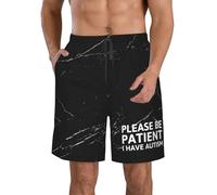 Pantaloncini Please Be Patient I Have Autism Pantaloncini da Bagno Casual Calzoncini da Bagno Elastica Swim Shorts per Spiaggia Campeggio All'Aperto 3XL
