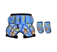 Pantaloncini protettivi per sci e snowboard da esterno con imbottitura in EVA, tessuto in nylon/spandex traspirante, per uomini e donne, 230 g, colore nero (taglia S: 20-30 kg blu + ginocchiere)