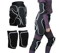Pantaloncini resistenti agli urti per hockey, pattinaggio a rotelle | Set di sicurezza completo, include pantaloncini sui fianchi, 2 ginocchiere, 2 gomitiere, copertura completa delle
