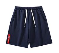 Pantaloncini Running Uomo - Casual Beach Lace Up Loose Short Sports Pantaloni da Spiaggia da Uomo Multicolori (Blue XL)