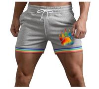 Pantaloncini Running Uomo Ultra-Corto Aderente Stampato Arcobaleno per Il Mese Orgoglio Pantaloncini Da Spiaggia con Tasche Patchwork E Bordi Pantaloni Da Lavoro Alla Moda per L'Estate Pigiama, B