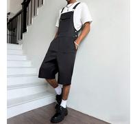 Pantaloncini salopette neri da uomo con grafica a lettere, versatili e alla moda, Manfinity Hypemode, Mardi Gras, Streetwear, Vintage, Vacanza, Amo il mio ragazzo, San Valentino, Primavera-Estate, Est