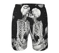 Pantaloncini Skeleton Love Kiss Space Star And Planet White Black S