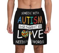 Pantaloncini Someone with Autism Has Taught Me Love Needs No Words Pantaloncini da Bagno Regolabile Costume Uomo Mare Impermeabili Calzoncini da Bagno per Piscina Spiaggia Campeggio XL