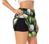 Pantaloncini sportivi 2 in 1 da donna, ad asciugatura rapida, per allenamento, sport, corsa attiva, nero, X-Large