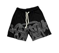 Pantaloncini Sportivi Casual alla Moda dell'Estate degli Uomini Hip Hop Foam Lettera Stampata Casual Pantaloncini Sportivi da Ciclismo-Color-1||S
