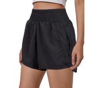Pantaloncini sportivi da donna con tasche, ad asciugatura rapida, leggeri, corti da corsa, per palestra, sport e allenamento, Nero , XL