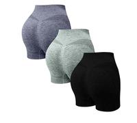 Pantaloncini sportivi da donna, set da 2 pezzi, da palestra, da donna, con scrunch, pantaloni corti da ciclismo, a vita alta, per yoga, fitness, lifting, allenamento addominale, pantaloncini estivi, l