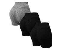 Pantaloncini sportivi da donna, set da 2 pezzi, da palestra, da donna, con scrunch, pantaloni corti da ciclismo, a vita alta, per yoga, fitness, lifting, allenamento addominale, pantaloncini estivi, h