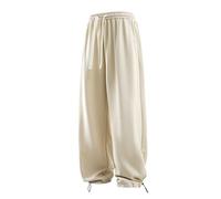 Pantaloncini sportivi da uomo con coulisse, gamba dritta e tasche, stile baggy, vestibilità rilassata, morbidi e comodi, per attività fisica, casual, lounge, yoga, allenamento, atletici, cachi, L