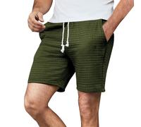 Pantaloncini sportivi da uomo con elastico in vita con coulisse, corti, casual, elasticizzati, a nido d'ape, per allenamento, palestra, con tasche, pantaloni da corsa leggeri, AG., XXL