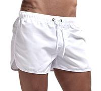 Pantaloncini sportivi da uomo, corti, alla moda, tinta unita, vestibilità slim, patchwork, per il tempo libero, traspiranti, pantaloni da jogging, elasticizzati, da spiaggia, per la casa, bianco, xxl