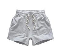 Pantaloncini sportivi da uomo, pantaloncini in morbido jersey di cotone, pantaloncini a maglia pull-on con tasche, pantaloni caldi corti da palestra a 3/4, Grigio chiaro, 4XL
