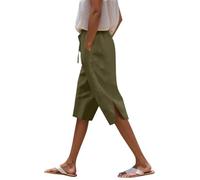 Pantaloncini Sportivi Donna al Ginocchio Palazzo Vita Cotone Dritti Satinati Cammello Oversize Ginnastica Sera al Modelli off Camicia Strappi Multitasche Corto Calzoni Lucido Standard