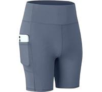 Pantaloncini Sportivi Pantaloncini Biker Donna Estivi Alta Vita Opachi Cycling Allenamento Shorts Pantaloncini Palestra Donna Fitness con Tasche per Gym Running Yoga Leggings Corti (XL, Grigio)