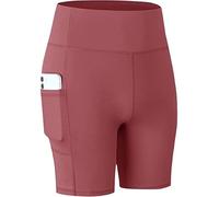 Pantaloncini Sportivi Pantaloncini Biker Donna Estivi Alta Vita Opachi Cycling Allenamento Shorts Pantaloncini Palestra Donna Fitness con Tasche per Gym Running Yoga Leggings Corti (M, Rosso)