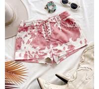 Pantaloncini super corti da donna in camoscio elasticizzato con stampa mucca vintage, sexy e versatili, per vacanze urbane, appuntamenti, tè pomeridiano, spiaggia, crociera, viaggio on the road, vacan