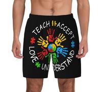 Pantaloncini Teach Accept Understand Love Autism Pantaloncini da Bagno Impermeabili Costume Uomo Mare Vintage Pantaloncino per Piscina Spiaggia Campeggio M