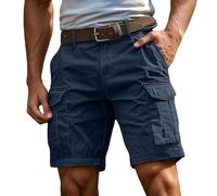 Pantaloncini Uomo Bermuda Cargo Pantalone Corto Uomo Sport Pantaloncini In Cotone per E Lavoro con Elastico in Vita Pantaloncini Cargo Uomo Cargo Tinta Unita Bermuda, 01 Marina, XX-Large