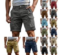 Pantaloncini Uomo Bermuda Cargo Pantalone Corto Uomo Sport Pantaloncini In Cotone per E Lavoro con Elastico in Vita Pantaloncini Cargo Uomo Cargo Tinta Unita Bermuda, 001 Grigio scuro, XX-Large
