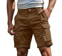 Pantaloncini Uomo Bermuda Cargo Pantalone Corto Uomo Sport Pantaloncini In Cotone per E Lavoro con Elastico in Vita Pantaloncini Cargo Uomo Cargo Tinta Unita Bermuda, 01 Caffè, XX-Large