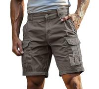 Pantaloncini Uomo Bermuda Cargo Pantalone Corto Uomo Sport Pantaloncini In Cotone per E Lavoro con Elastico in Vita Pantaloncini Cargo Uomo Cargo Tinta Unita Bermuda, 01 Grigio, XX-Large