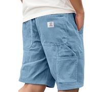 Pantaloncini Uomo Cargo Estivi Pantaloncini Velluto a Coste con Tasche e Coulisse Casual Leggeri Pantaloni Corti da Lavoro Elastico in Vita Bermuda Cargo Sportivi Taglie Forti Shorts Larghi Moda 2026