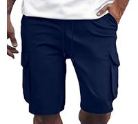 Pantaloncini Uomo Cotone - Pantaloncini Uomo Estivi Pantaloni da Lavoro a Cinque Quarti con Tasche Grandi in Tinta Unita per Uomo Casual Larghi Comodi alla Moda da Lavoro