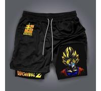 Pantaloncini Uomo Dragon Ball GOKU Double Layer Sport Palestra Anime Stampa HD