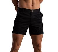 Pantaloncini Uomo Eleganti Slim Fit con Risvolto, Pantaloni Corti Tinta Unita con Tasche Laterali, Bermuda Basic Stile Casual, Ideali per Aperitivi Serali O Uscite in Città (Black, XXL)