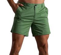 Pantaloncini Uomo Eleganti Slim Fit con Risvolto, Pantaloni Corti Tinta Unita con Tasche Laterali, Bermuda Basic Stile Casual, Ideali per Aperitivi Serali O Uscite in Città (Green, M)