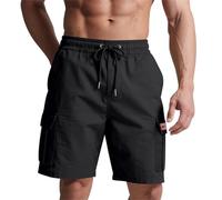 Pantaloncini Uomo Estivi Cotone Bermuda Uomo Cargo Pantaloncini Da Lavoro Pantaloni Corti Traspirante Casual Leggeri Shorts Vintage Elasticizzati Multi-Tasca Estate Campeggio Corsa Pesca Vacanze