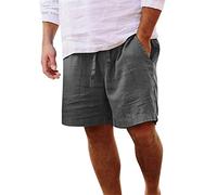 Pantaloncini Uomo in Lino Leggero Shorts a Colore Unico, Estivi, con Elastico, per Il Tempo Libero, Pantaloncini con 2 Tasche, Adatti per Spiaggia e Vacanze (A0a1-Dark Gray, XXXXXL)
