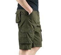 Pantaloncini Uomo,Pantaloncini,Overalls con Multi Tascabile e Libero Colore Fashion Men's Solid Summer Men's Scalda Cosce Calcio (Army Green, XXXXXL)