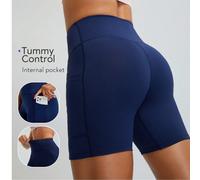Pantaloncini yoga a vita alta e aderenti per donna, Tender Angel, in tessuto sottile e traspirante, con tasche laterali, adatti per correre, fare fitness, andare in bici d'estate L,M,S,XLColore unicoT