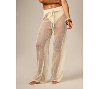 Pantalone ampio copricostume in maglia traforata a grana di mais con vita con cordoncino, adatto per la spiaggia e le vacanze L,M,S,XSstampa dappertuttoTessuto in maglia