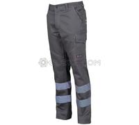 PAYPER Worker Reflex Pantalone da Lavoro Unisex Donna Uomo multistagione 100% Cotone Bande Riflettenti Chiusura Zip Tasche Anteriori Laterali Posteriori Passanti in Vita (Grigio Smoke, 4XL)