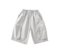 Pantalone Bianco Bambino - Pantaloni Cargo Elasticizzati con Coulisse e Tasche da Strada e per Il Tempo Libero da Ragazzo Primavera ed Estate Modello 5 Division of Labor (Light Gray 9-10 Years)