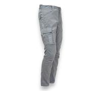 Pantalone cargo slim fit elastico in vita tasche multifunzionali rinforzate ginocchia preformate tessuto resistente grigio