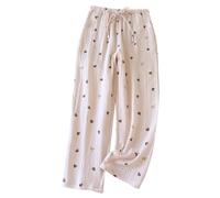 Pantalone Comodo Donna Cotone, Pantaloni Donne Larghi a Vita Alta con Tasche Pigiama Classico Stampato alla Moda Leggero Homewear per Casa Casual Uscire Party Quotidiane Offerte Lampo