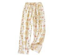 Pantalone Comodo Donna Cotone, Pantaloni Donne Larghi a Vita Alta con Tasche Pigiama Classico Stampato alla Moda Leggero Homewear per Casa Casual Uscire Party Quotidiane Offerte Lampo