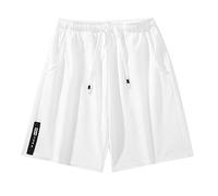 Pantalone Corto Uomo - Casual Beach Lace Up Loose Short Sports Pantaloni da Spiaggia da Uomo Multicolori (White L)