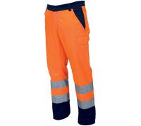 PAYPER Charter Polar Pantalone da Uomo Invernale Foderato da Lavoro Misto Cotone Chiusura Zip Alta visibilità Tasche Anteriori Laterali Posteriori (Arancione Fluo/Blu Navy, S)
