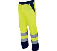 PAYPER Charter Polar Pantalone da Uomo Invernale Foderato da Lavoro Misto Cotone Chiusura Zip Alta visibilità Tasche Anteriori Laterali Posteriori (Giallo Fluo/Blu Navy, 3XL)