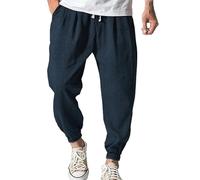 Pantalone Di Lino Uomo Eleganti Larghi Pantalone Con Tasche E Coulisse Cotone Estivi Pantalaccio Leggeri Elasticizzati Casual Pantaloni Da Lavoro Elastico In Vita Firmati Traspiranti Pantaloni Spiaggi