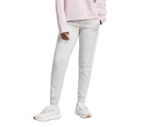 adidas Donna Essentials 3-Stripes Fleece Slim Pants, Light Grey Heather/White, S
