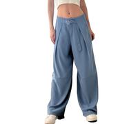 Pantalone donna plissettato con cintura regolabile gamba larga 5174 .
