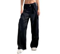 Pantalone donna plissettato con cintura regolabile gamba larga 5174 .